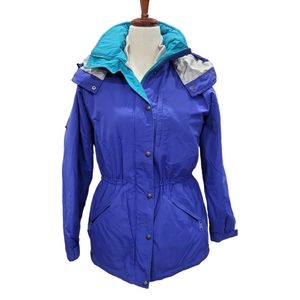 Vintage 80s L.L.Bean Purple Blue Winter Ski Puffer Jacket w/ Removable Hood M